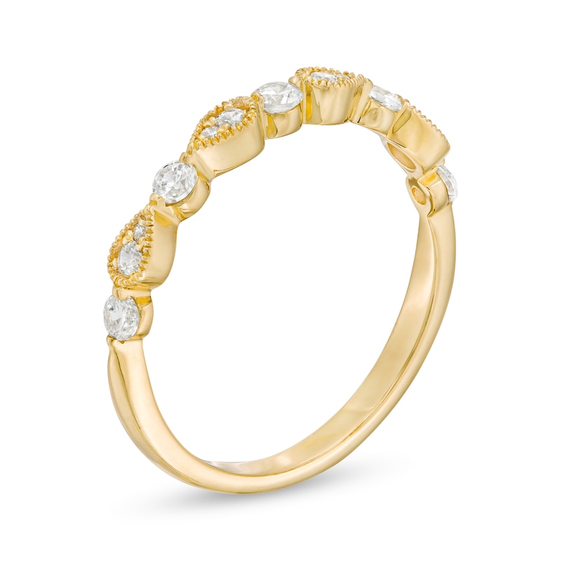 0.30 CT. T.W. Diamond Alternating Vintage-Style Teardrops Anniversary Band in 10K Gold|Peoples Jewellers
