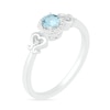 Thumbnail Image 1 of 4.0mm Aquamarine and 0.04 CT. T.W. Diamond Frame Filigree Heart-Sides Ring in Sterling Silver