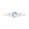 Thumbnail Image 2 of 4.0mm Aquamarine and 0.04 CT. T.W. Diamond Frame Filigree Heart-Sides Ring in Sterling Silver