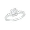 4.0mm Lab-Created White Sapphire and 0.04 CT. T.W. Diamond Cushion Frame Vintage-Style Ring in Sterling Silver