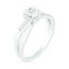 Oval Lab-Created White Sapphire Starburst Frame Crossover Split Shank Ring in Sterling Silver