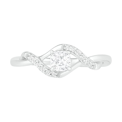 4.0mm Cushion-Cut Lab-Created White Sapphire Bypass Twist Shank Ring in Sterling Silver