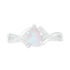 Pear-Shaped Lab-Created Opal and White Sapphire Bypass Crossover Shank Ring in Sterling Silver