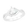 Thumbnail Image 1 of Pear-Shaped Lab-Created White Sapphire Bypass Crossover Shank Ring in Sterling Silver