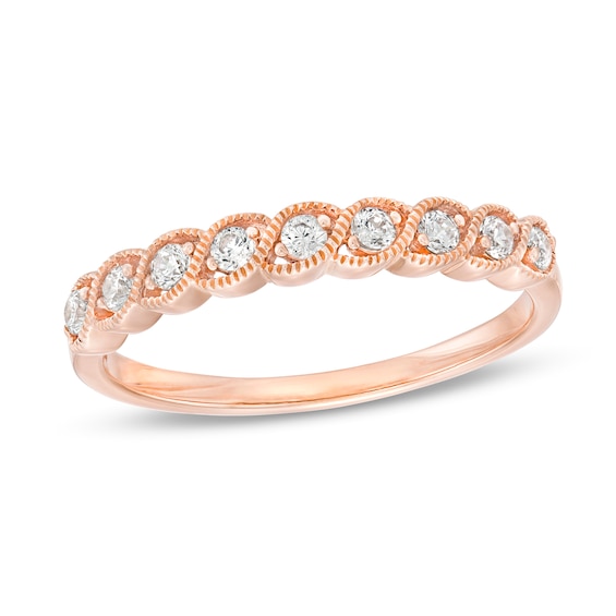 0.18 CT. T.W. Diamond Cascading Vintage-Style Anniversary Band in 10K Rose Gold