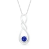 4.0mm Lab-Created Blue Sapphire Solitaire Double Cascading Infinity Pendant in Sterling Silver