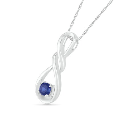 4.0mm Lab-Created Blue Sapphire Solitaire Double Cascading Infinity Pendant in Sterling Silver