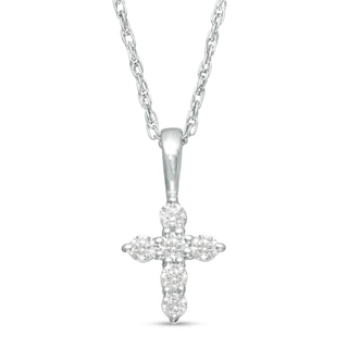 0.15 CT. T.W. Diamond Cross Pendant in 14K White Gold