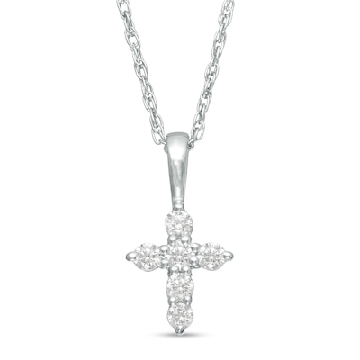 0.15 CT. T.W. Diamond Cross Pendant in 14K White Gold