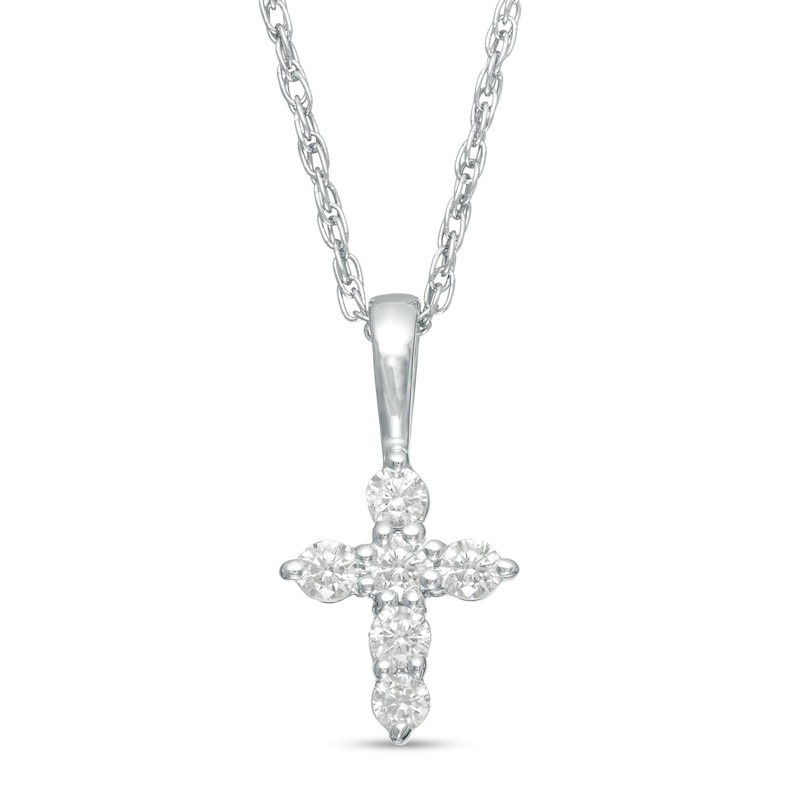 0.15 CT. T.W. Diamond Cross Pendant in 14K White Gold|Peoples Jewellers