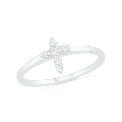 0.115 CT. T.W. Diamond Cross Ring in 14K White Gold