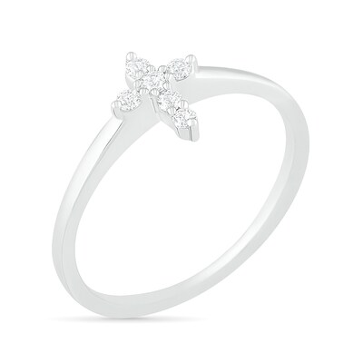 0.115 CT. T.W. Diamond Cross Ring in 14K White Gold