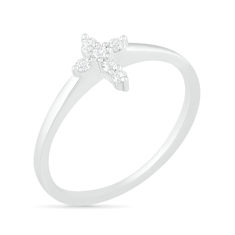 0.115 CT. T.W. Diamond Cross Ring in 14K White Gold|Peoples Jewellers