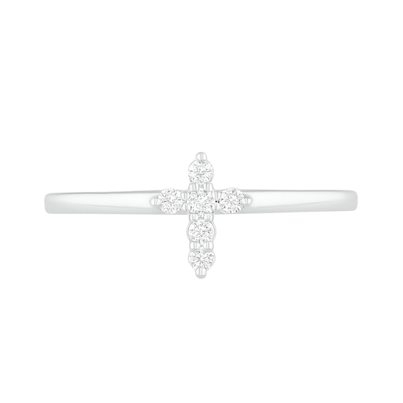 0.115 CT. T.W. Diamond Cross Ring in 14K White Gold