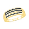 Men's 0.45 CT. T.W. Black Diamond Triple Row Wedding Band in 10K Gold