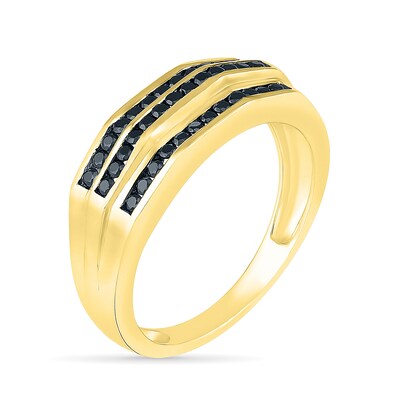 Men's 0.45 CT. T.W. Black Diamond Triple Row Wedding Band in 10K Gold