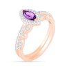 Thumbnail Image 1 of Marquise Amethyst and Lab-Created White Sapphire Frame Vintage-Style Bridal Set in 10K Rose Gold