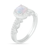 6.0mm Cushion-Cut Lab-Created Opal and 0.23 CT. T.W. Diamond Frame Art Deco Bridal Set in 10K White Gold