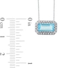 Thumbnail Image 3 of Sideways Emerald-Cut Swiss Blue Topaz and White Lab-Created Sapphire Octagonal Frame Necklace in Sterling Silver