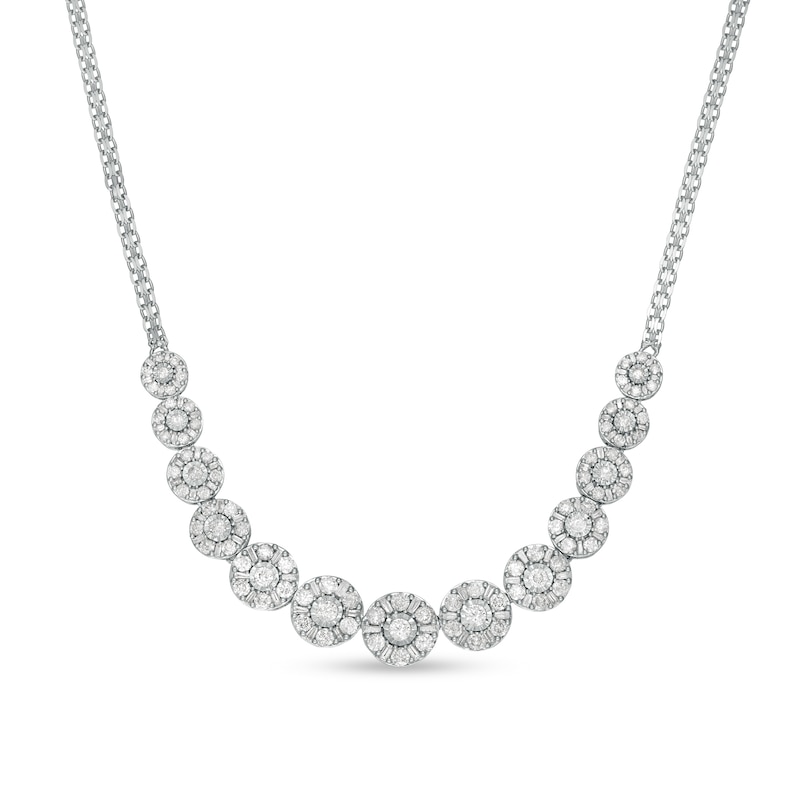 3.00 CT. T.W. Diamond Frame Line Necklace in 10K White Gold|Peoples Jewellers