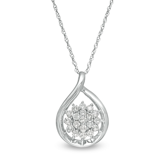 0.40 CT. T.W. Composite Diamond Teardrop Frame Pendant in 10K White Gold