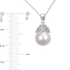 Thumbnail Image 2 of 10.0-10.5mm Baroque South Sea Cultured Pearl and 0.06 CT. T.W. Diamond Vintage-Style Pendant in 14K White Gold-17"