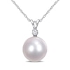 Thumbnail Image 0 of 9.0-10.0mm South Sea Cultured Pearl and 0.05 CT. T.W. Diamond Pendant in 14K White Gold-17"