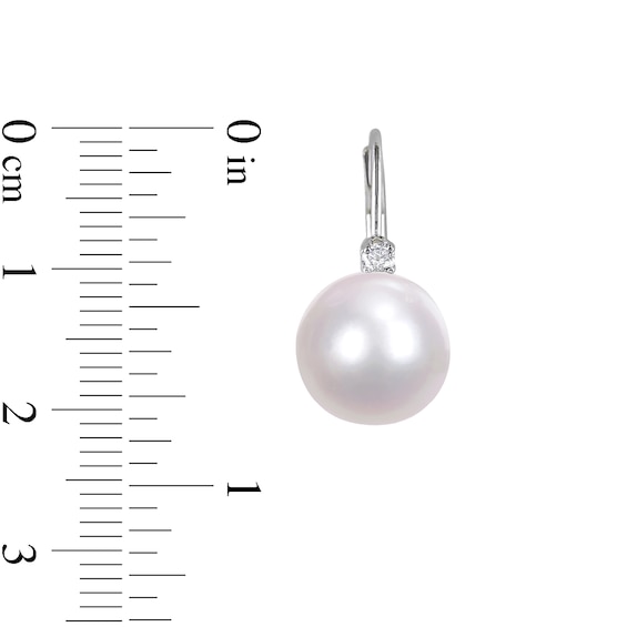 9.0-10.0mm South Sea Cultured Pearl and 0.10 CT. T.W. Diamond Drop Earrings in 14K White Gold