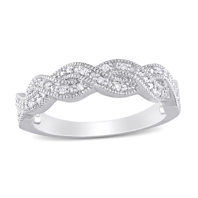 0.10 CT. T.W. Diamond Twist Vintage-Style Ring in Sterling Silver|Peoples Jewellers