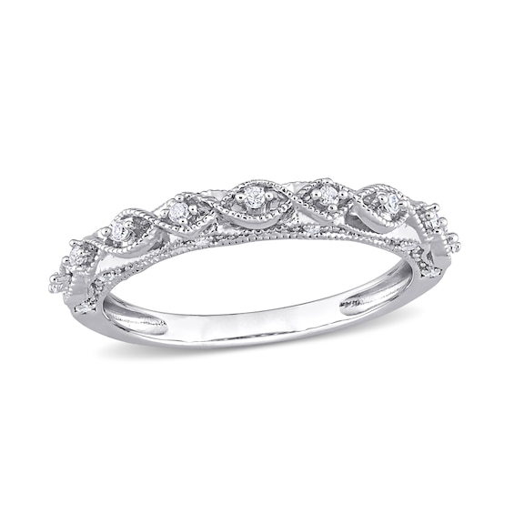 0.13 CT. T.W. Diamond Art Deco Vintage-Style Band in Sterling Silver