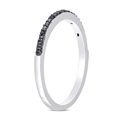 Black Diamond Accent Band in Sterling Silver and Black Rhodium