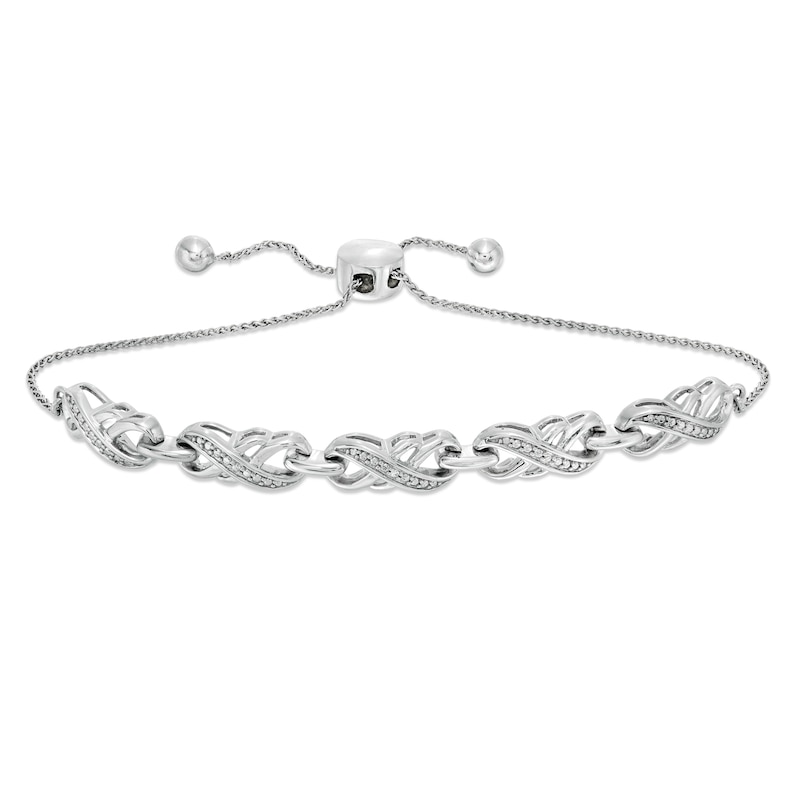 Diamond Accent Double Infinity Bolo Bracelet in Sterling Silver - 9.5"|Peoples Jewellers