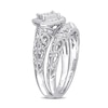 0.19 CT. T.W. Diamond Tilted Cushion Frame Vintage-Style Bridal Set in Sterling Silver