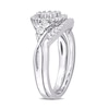 0.21 CT. T.W. Diamond Frame Tri-Sides Bridal Set in Sterling Silver