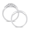 0.21 CT. T.W. Diamond Frame Tri-Sides Bridal Set in Sterling Silver