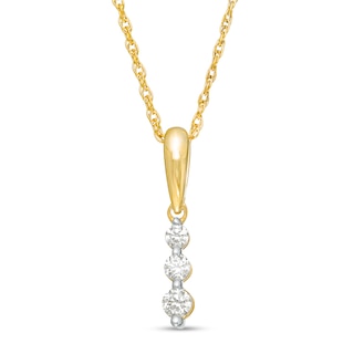 0.085 CT. T.W. Diamond Linear Three Stone Pendant in 14K Gold