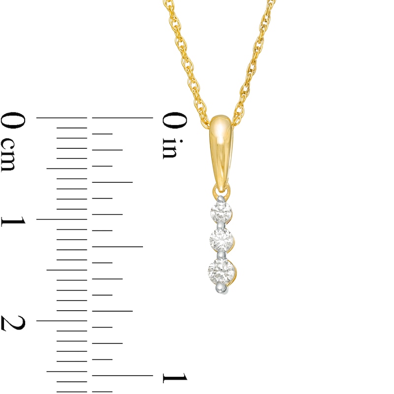 0.085 CT. T.W. Diamond Linear Three Stone Pendant in 14K Gold|Peoples Jewellers