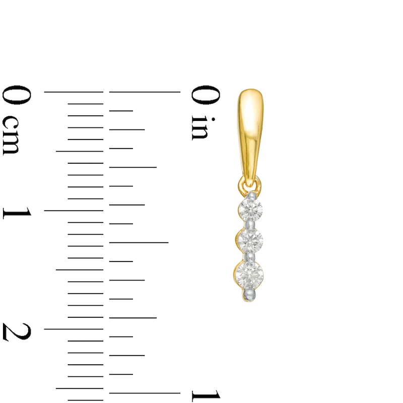 0.145 CT. T.W. Diamond Three Stone Drop Earrings in 14K Gold|Peoples Jewellers
