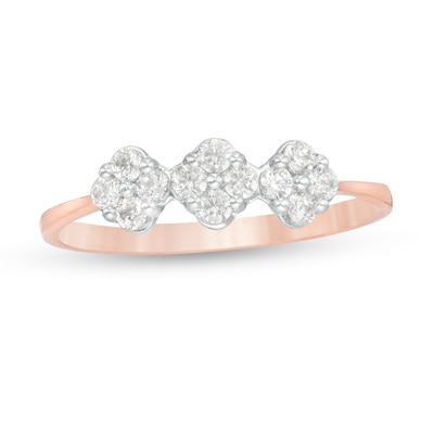 0.23 CT. T.W. Composite Diamond Three Stone Ring in 14K Rose Gold