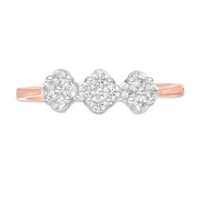 0.23 CT. T.W. Composite Diamond Three Stone Ring in 14K Rose Gold