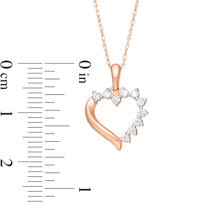 0.145 CT. T.W. Diamond Swirl Heart Pendant in 14K Rose Gold|Peoples Jewellers