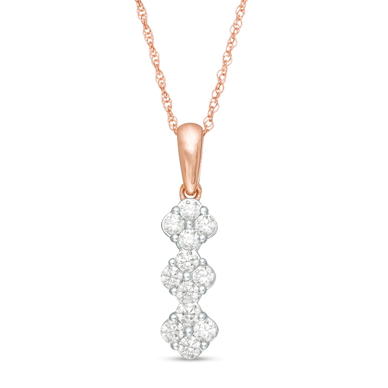 0.23 CT. T.W. Composite Diamond Three Stone Drop Pendant in 14K Rose Gold|Peoples Jewellers