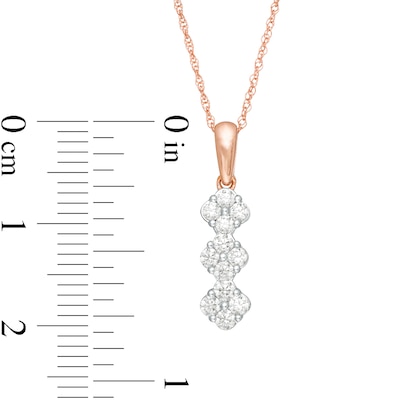 0.23 CT. T.W. Composite Diamond Three Stone Drop Pendant in 14K Rose Gold