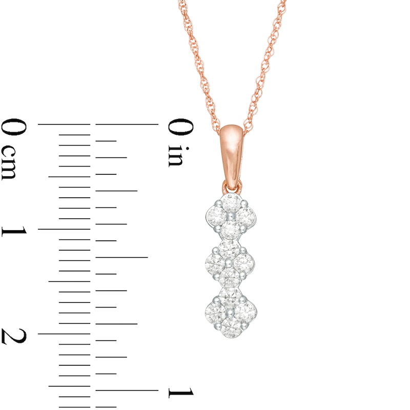 0.23 CT. T.W. Composite Diamond Three Stone Drop Pendant in 14K Rose Gold