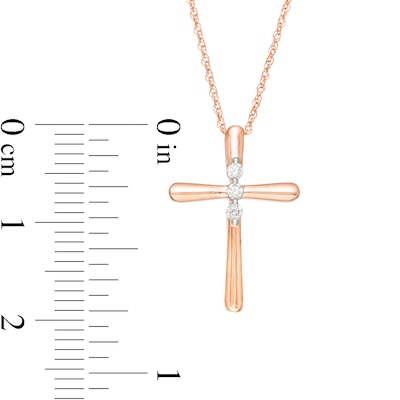 0.04 CT. T.W. Diamond Cross Pendant in 14K Rose Gold