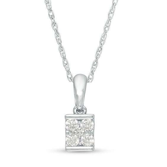 0.145 CT. T.W. Diamond Square Pendant in 14K White Gold