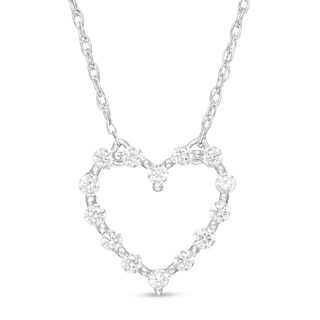 0.23 CT. T.W. Diamond Scattered Heart Necklace in 14K White Gold