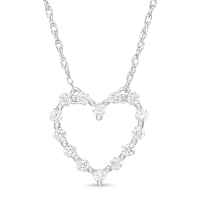 0.23 CT. T.W. Diamond Scattered Heart Necklace in 14K White Gold