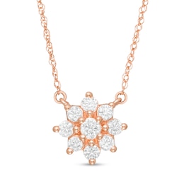 0.23 CT. T.W. Composite Diamond Flower Necklace in 14K Rose Gold
