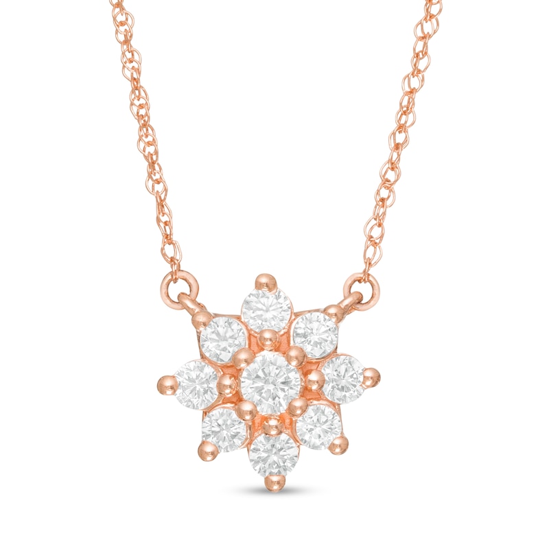 0.23 CT. T.W. Composite Diamond Flower Necklace in 14K Rose Gold|Peoples Jewellers
